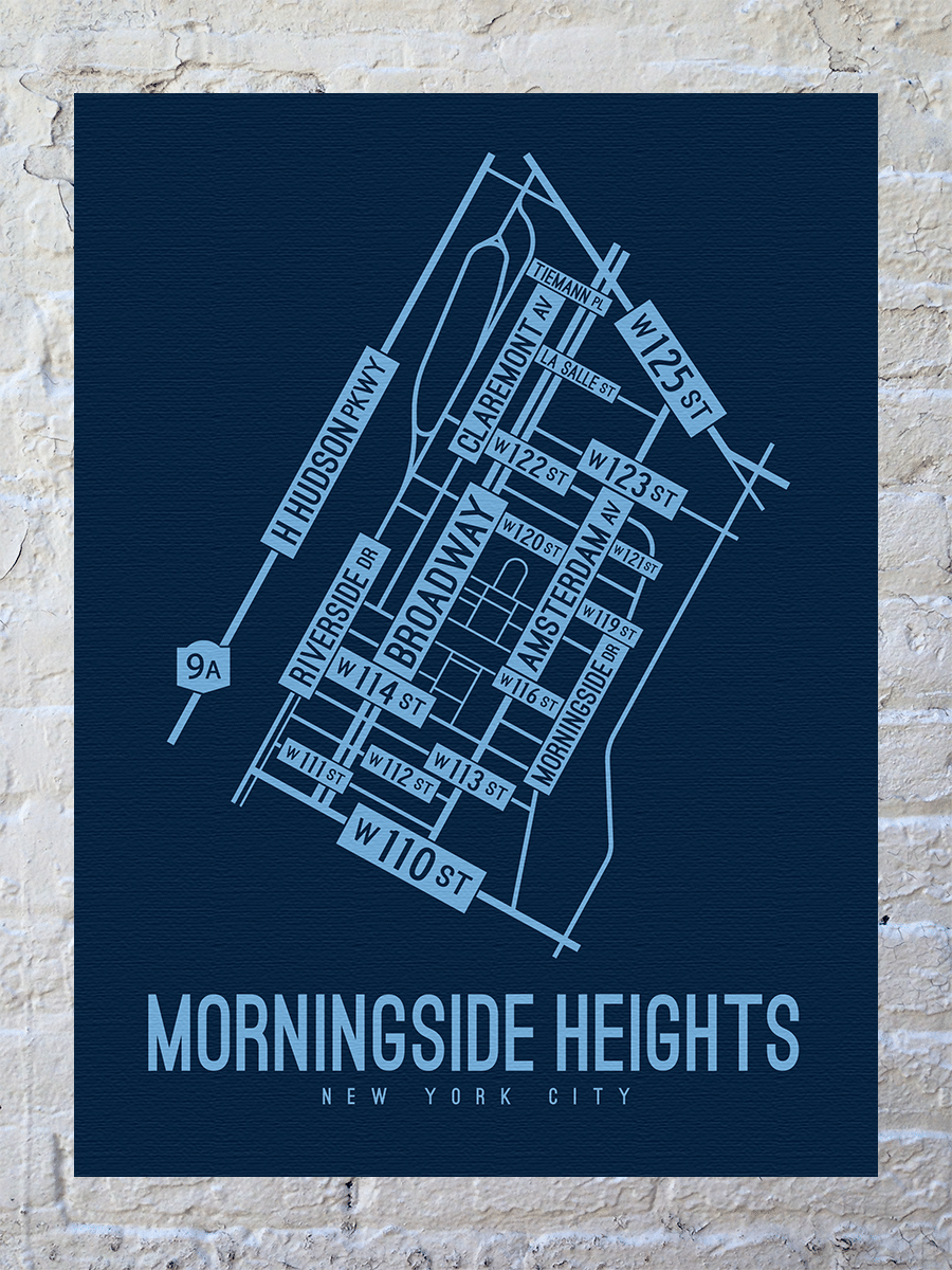 Morningside Heights, New York Street Map Canvas