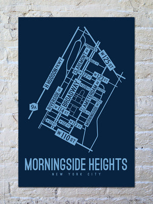 Morningside Heights, New York Street Map Screen Print