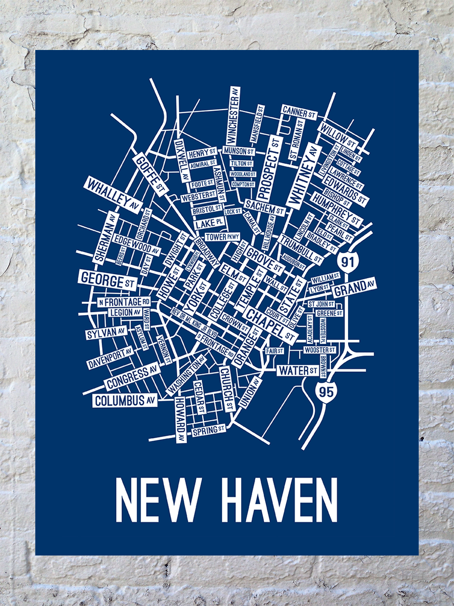 New Haven, Connecticut Street Map Poster