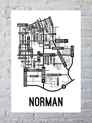Norman, Oklahoma Street Map Poster
