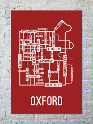 Oxford, Ohio Street Map Screen Print
