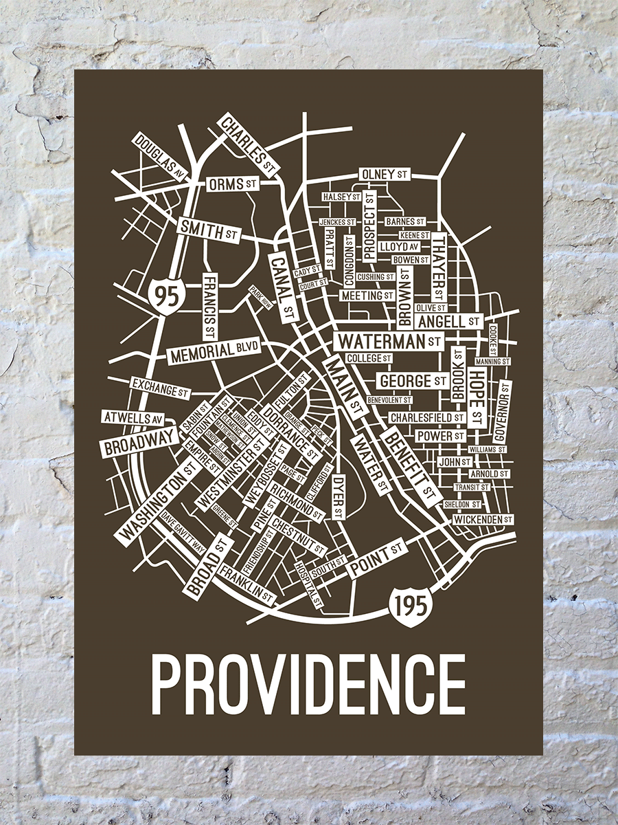 Providence, Rhode Island Street Map Screen Print