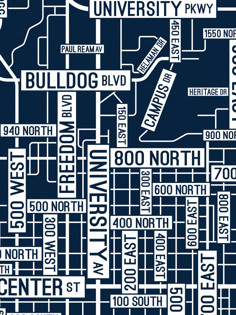 Provo, Utah Street Map Screen Print