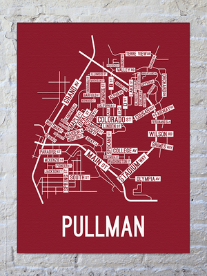 Pullman, Washington Street Map Canvas
