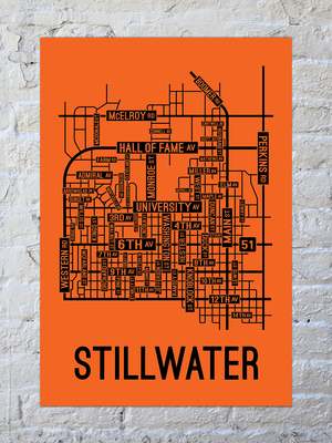 Stillwater, Oklahoma Street Map Screen Print