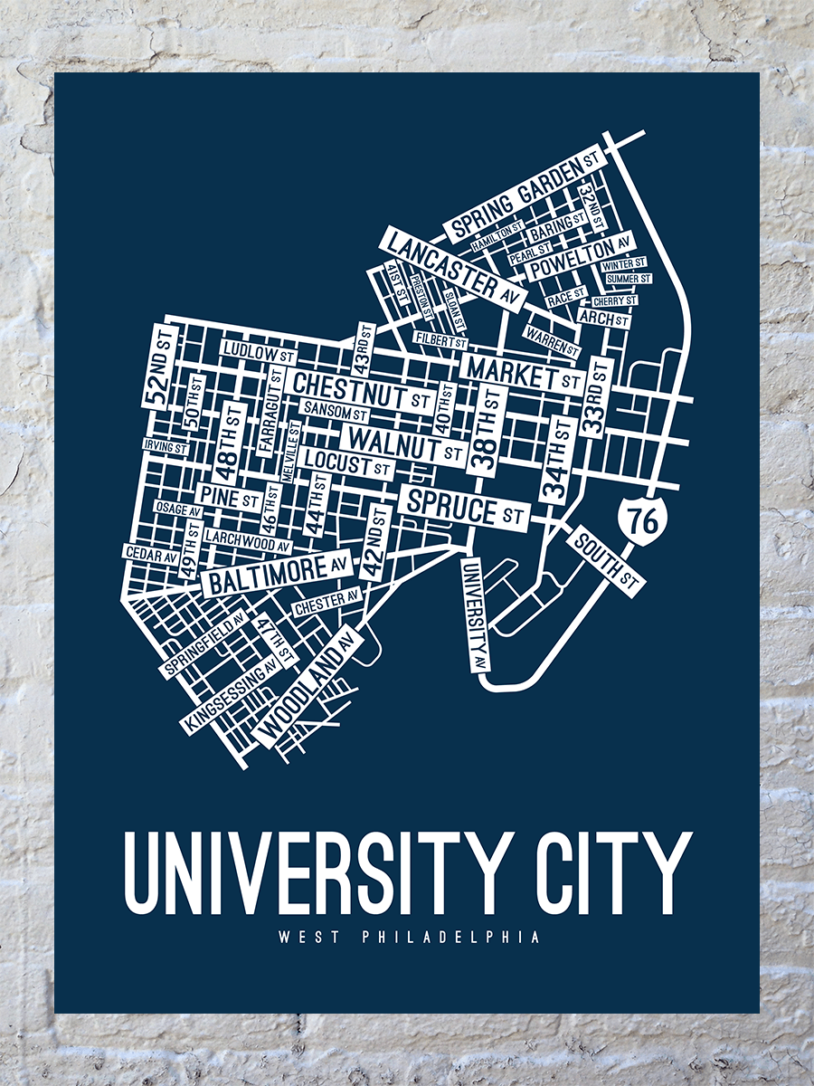 University City, Philadelphia Street Map Poster
