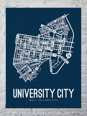 University City, Philadelphia Street Map Canvas