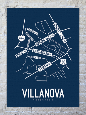 Villanova, Pennsylvania Street Map Canvas