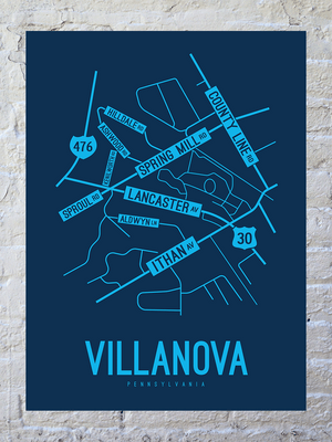 Villanova, Pennsylvania Street Map Poster