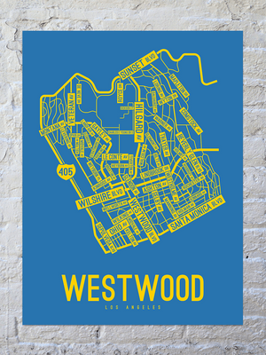 Westwood, Los Angeles Street Map Poster