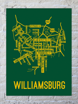 Williamsburg, Virginia Street Map Canvas