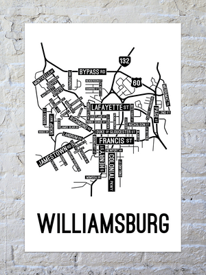 Williamsburg, Virginia Street Map Poster