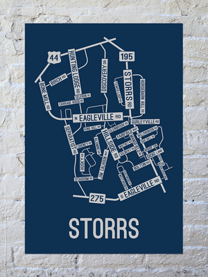 Storrs, Connecticut Street Map Screen Print