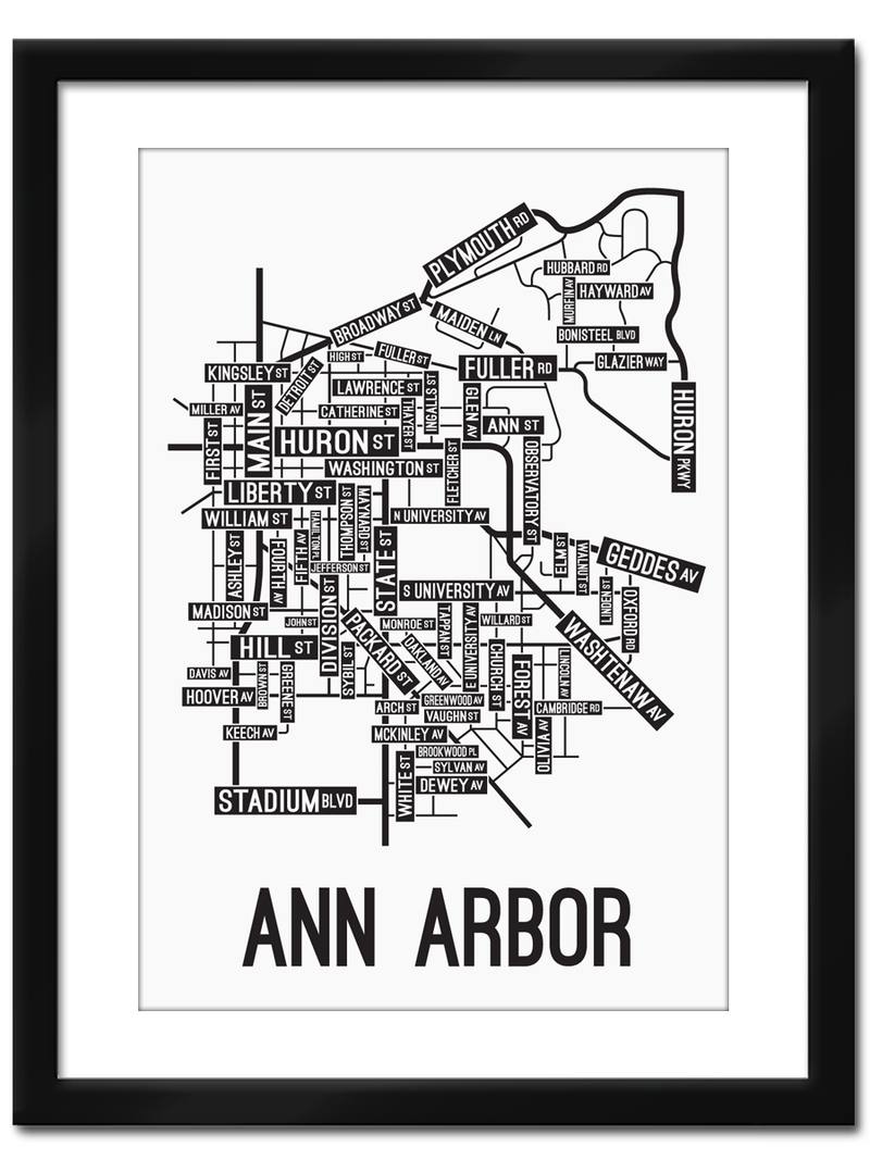 Ann Arbor, Michigan Street Map Print | School Street Posters
