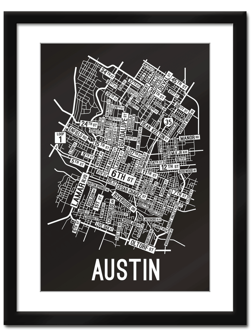 Austin, Texas Street Map - School Street Posters