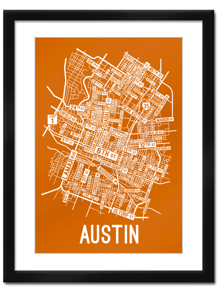 Austin, Texas Street Map - School Street Posters