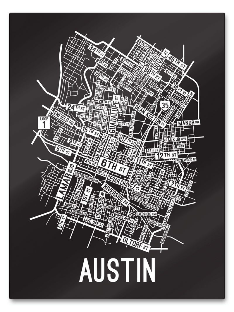 Austin, Texas Street Map - School Street Posters