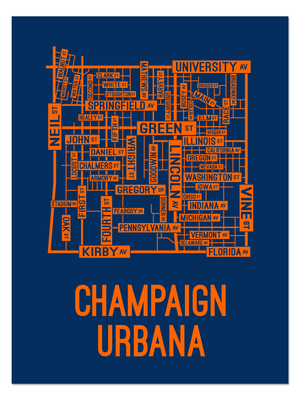 Champaign Urbana, Illinois Street Map