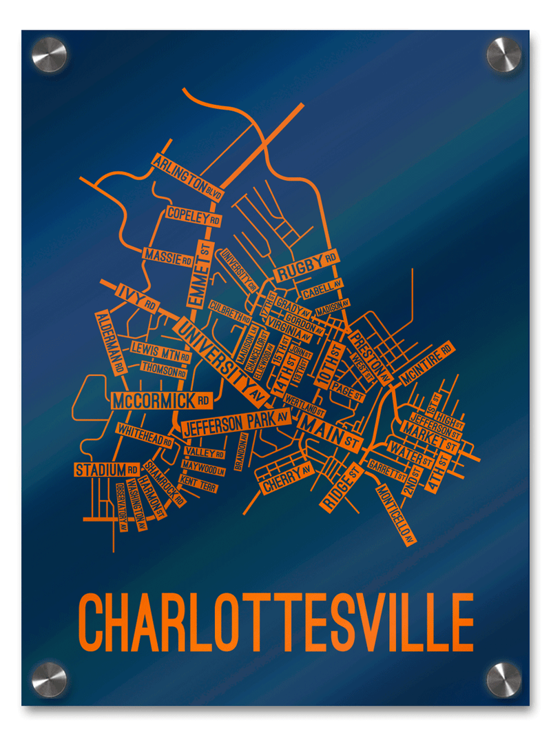 Charlottesville, Virginia Street Map - School Street Posters