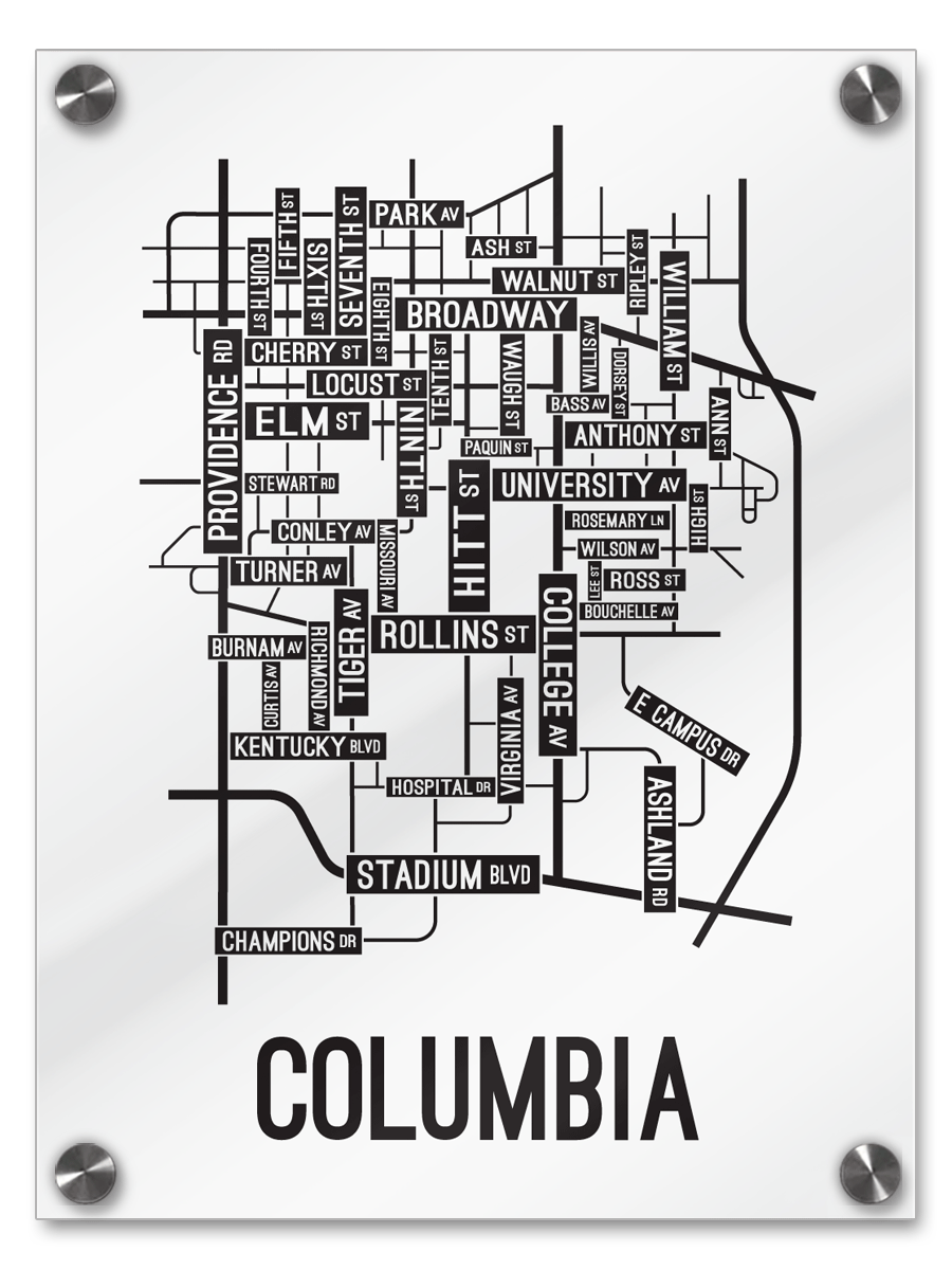 Columbia, Missouri Street Map - School Street Posters