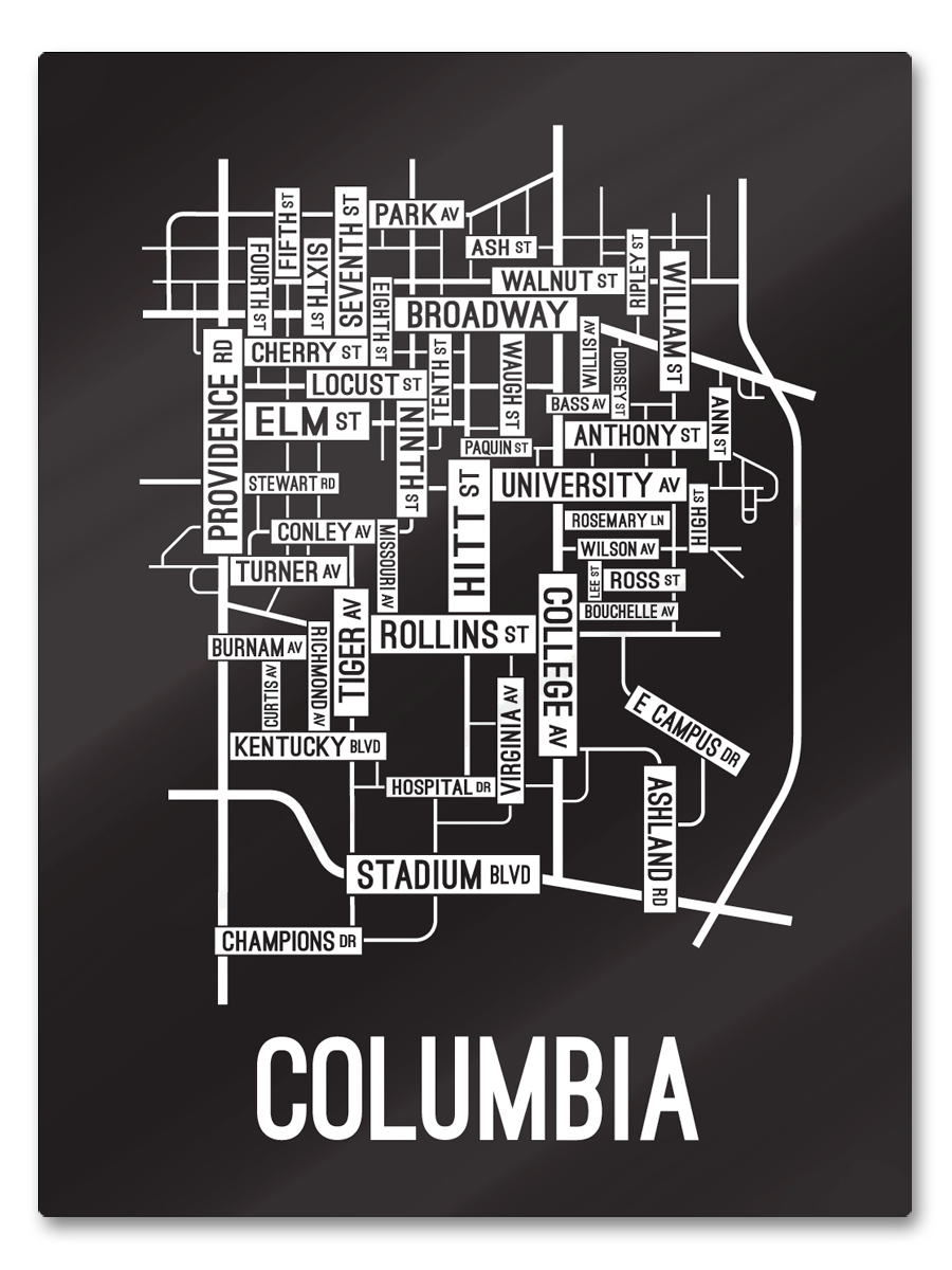 Columbia, Missouri Street Map - School Street Posters