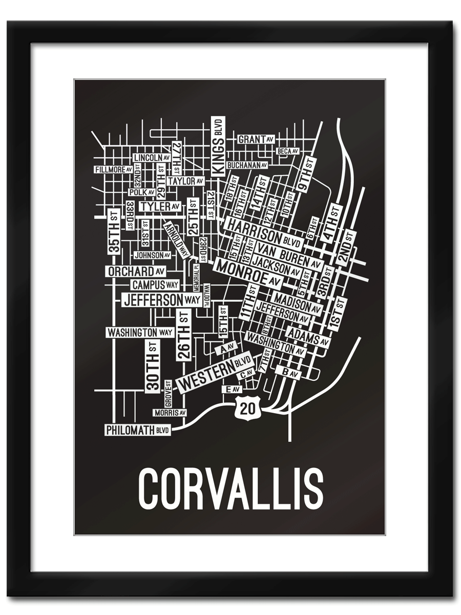 Corvallis, Oregon Street Map - School Street Posters