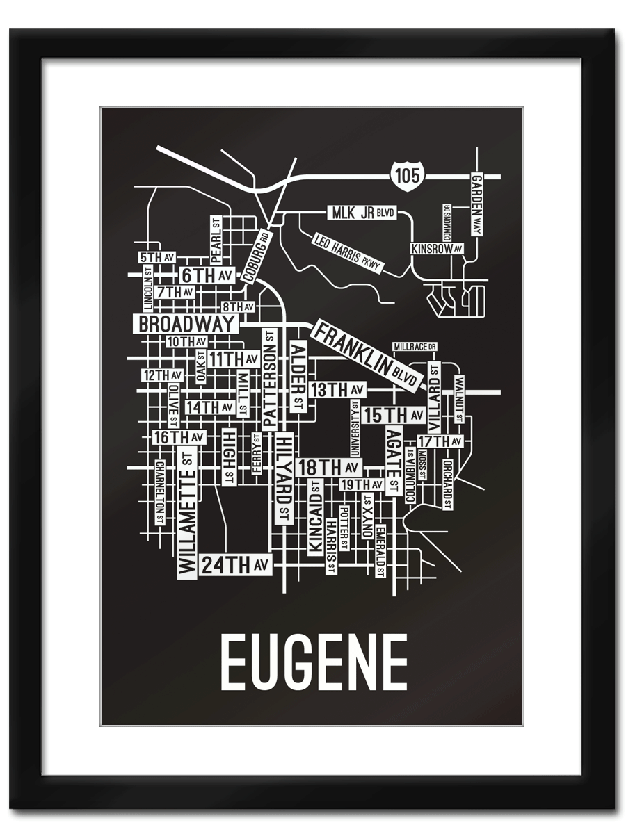 Eugene, Oregon Street Map - School Street Posters