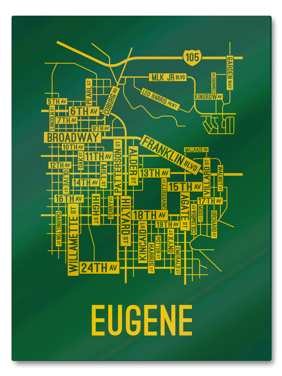 Eugene, Oregon Street Map - School Street Posters