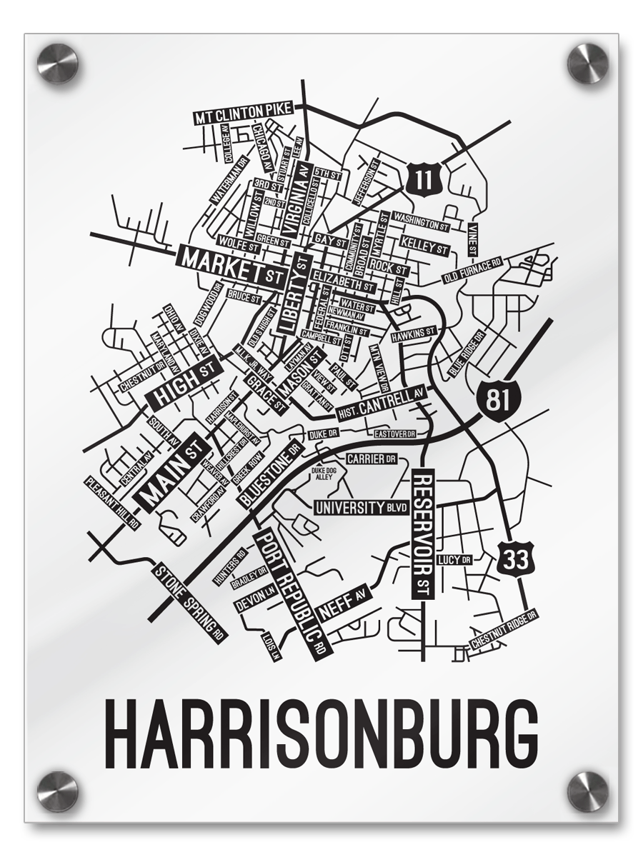 Harrisonburg, Virginia Street Map - School Street Posters