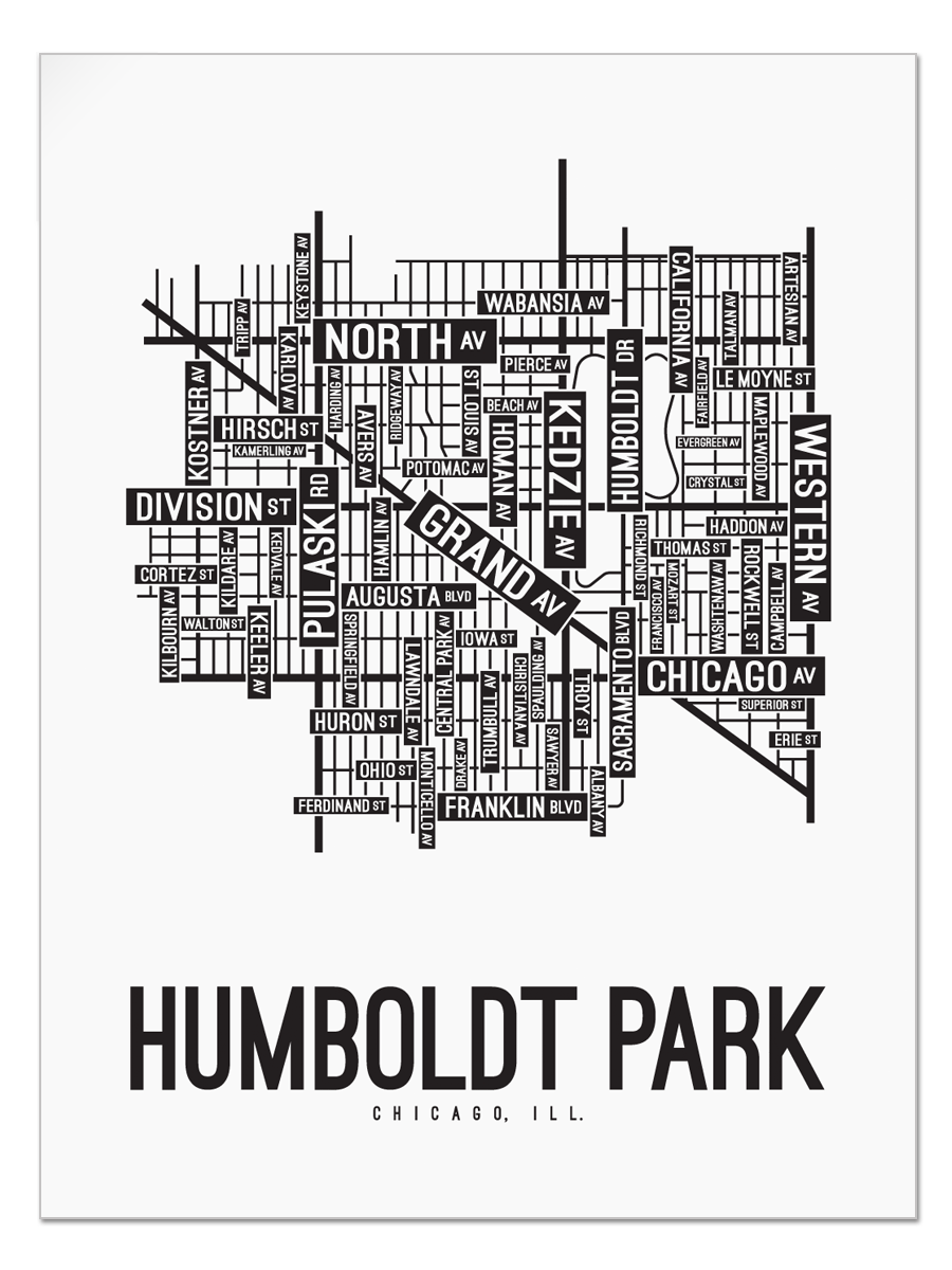 Humboldt Park, Chicago Street Map - School Street Posters