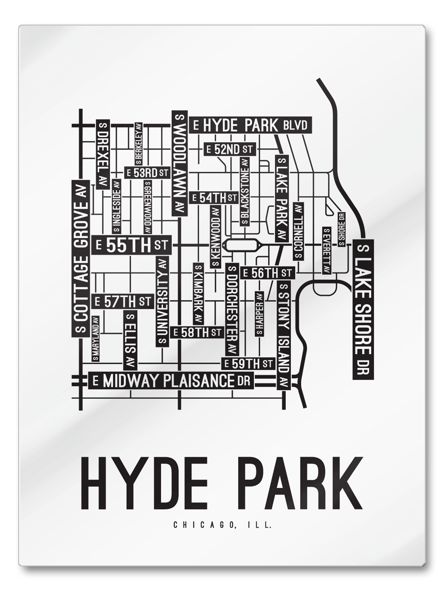 Hyde Park, Chicago, Illinois Street Map - School Street Posters