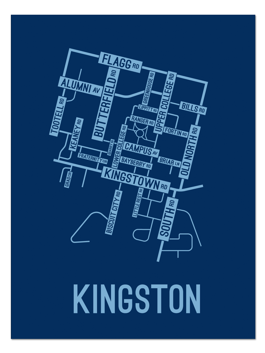 Kingston, Rhode Island Street Map | School Street Posters