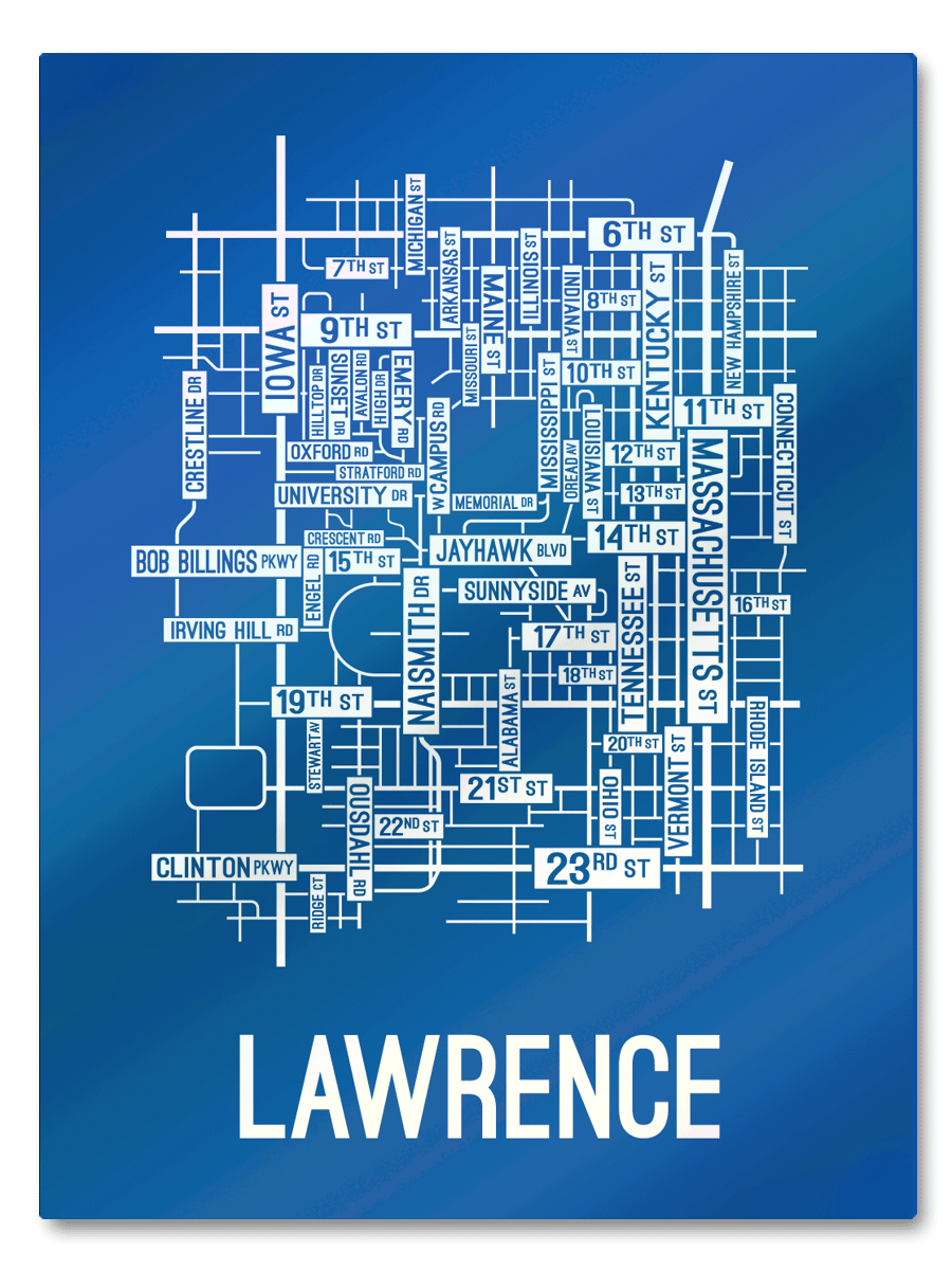 Lawrence Map Lawrence, Kansas Street Map - School Street Posters