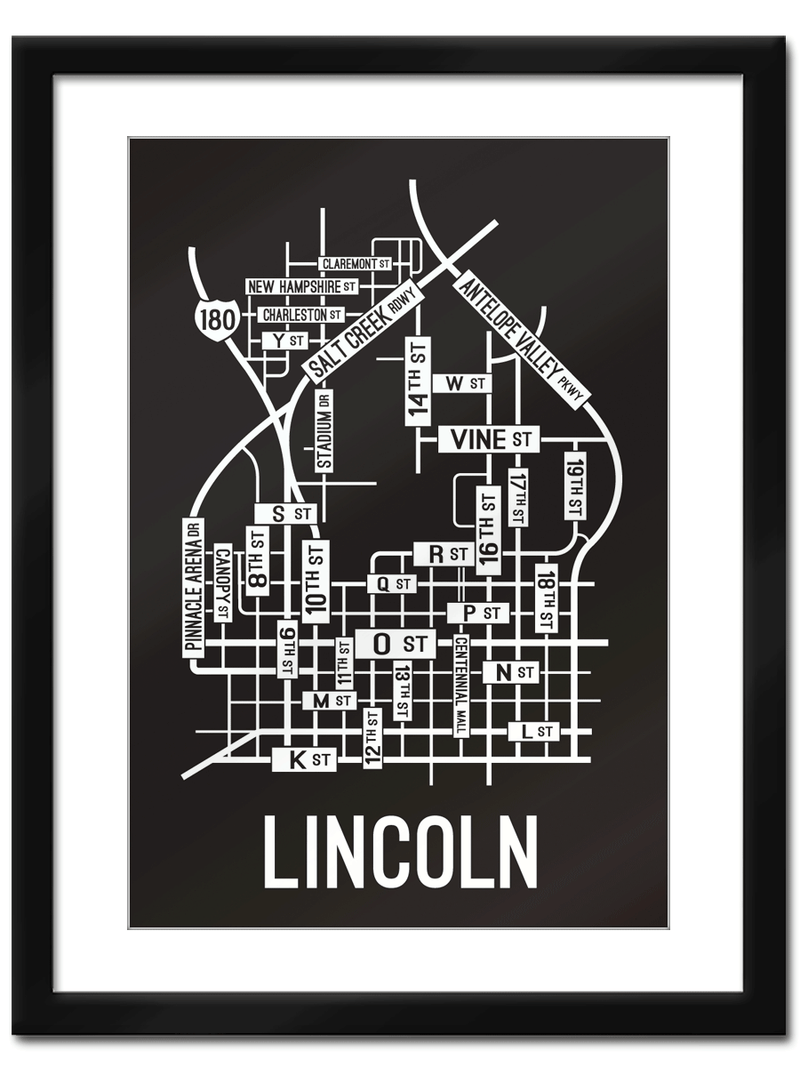 Lincoln, Nebraska Street Map - School Street Posters