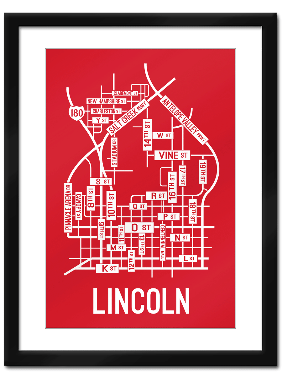 Lincoln, Nebraska Street Map - School Street Posters