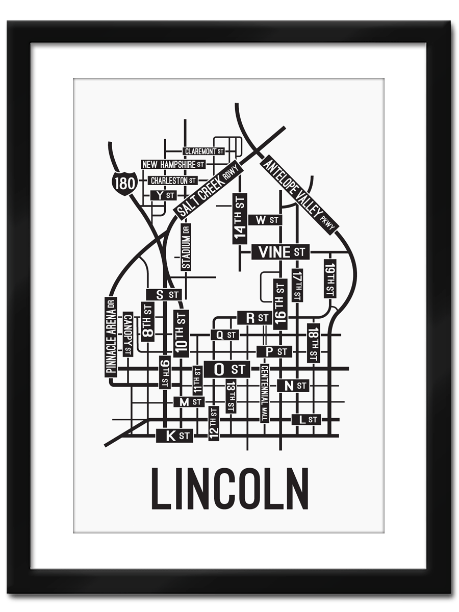 Lincoln, Nebraska Street Map - School Street Posters