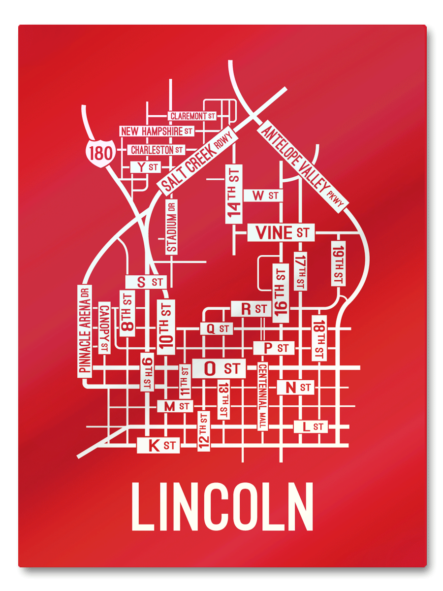Lincoln, Nebraska Street Map - School Street Posters