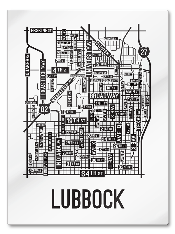 Lubbock, Texas Street Map - School Street Posters