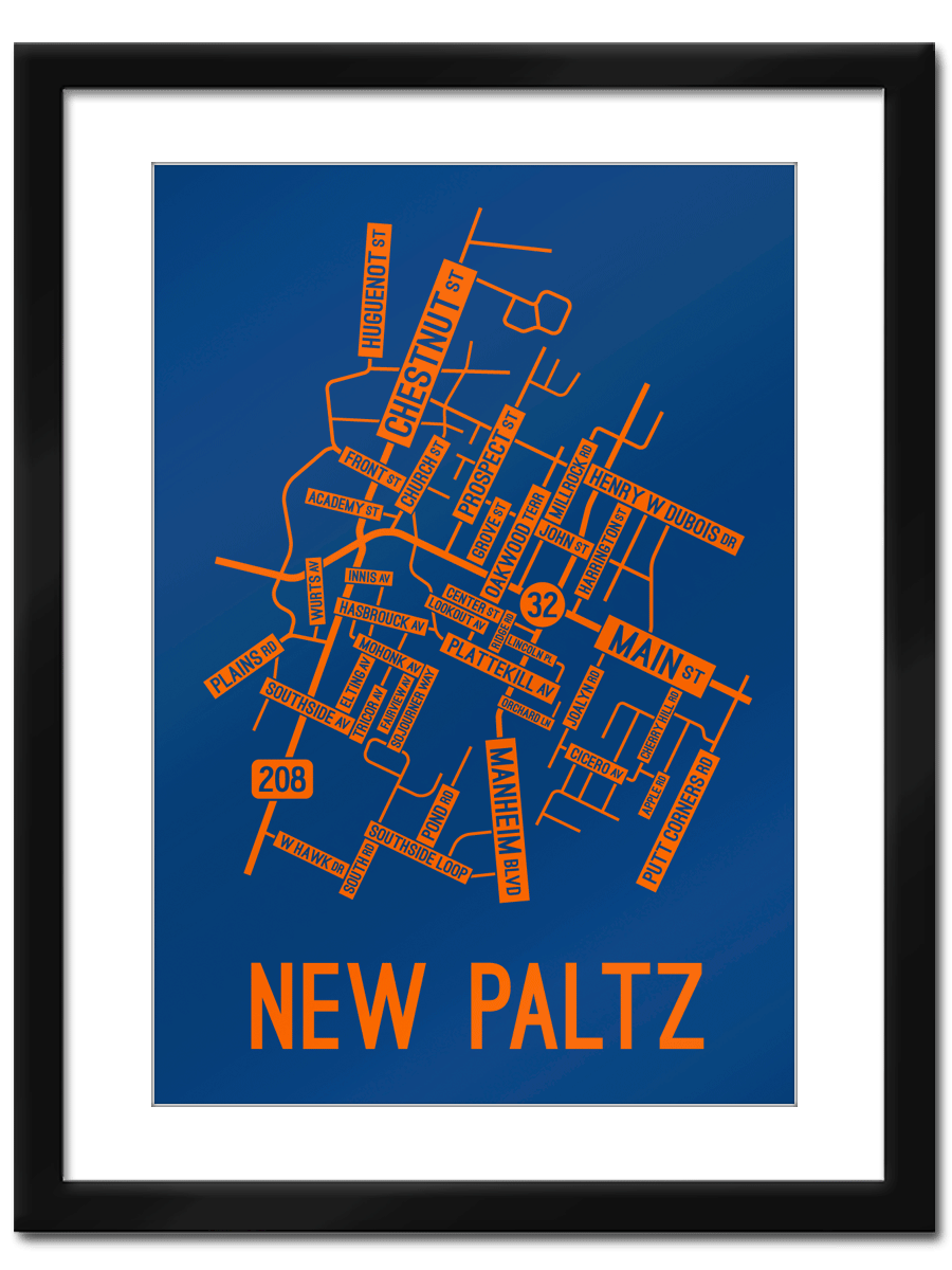New Paltz New York Street Map - School Street Posters