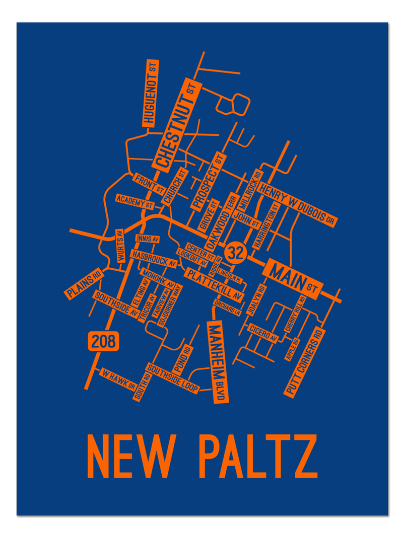 New Paltz New York Street Map - School Street Posters
