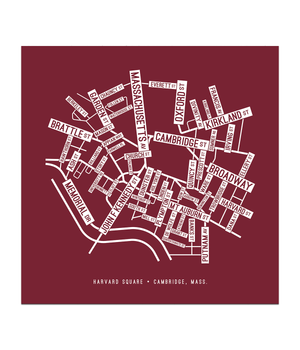 Harvard Square, Cambridge Street Map Screen Print