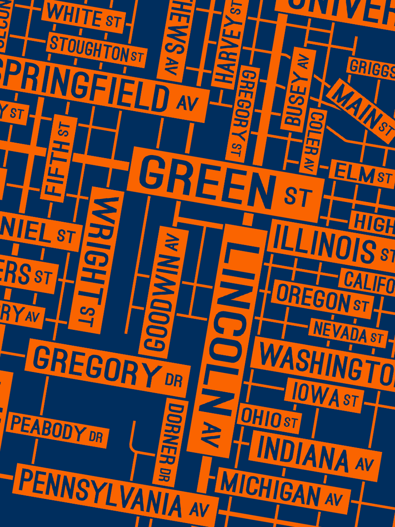 Champaign Urbana, Illinois Street Map - School Street Posters