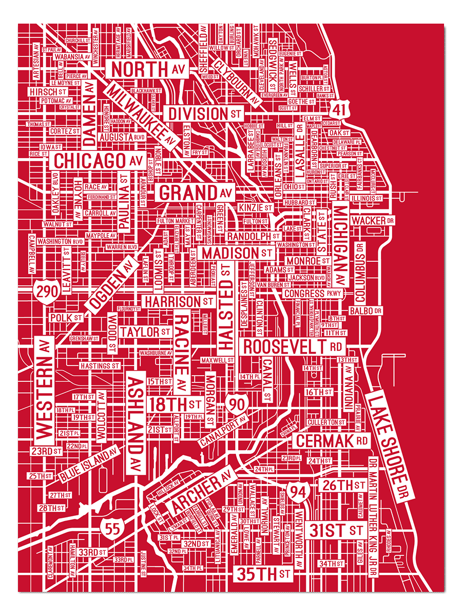 Downtown Chicago Street Map - School Street Posters
