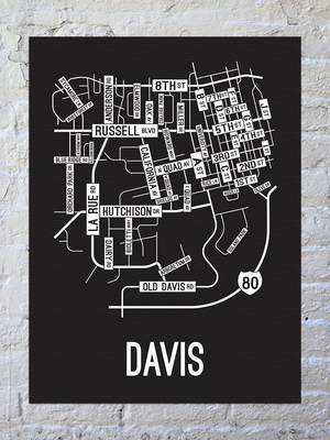 Davis, California Street Map Canvas