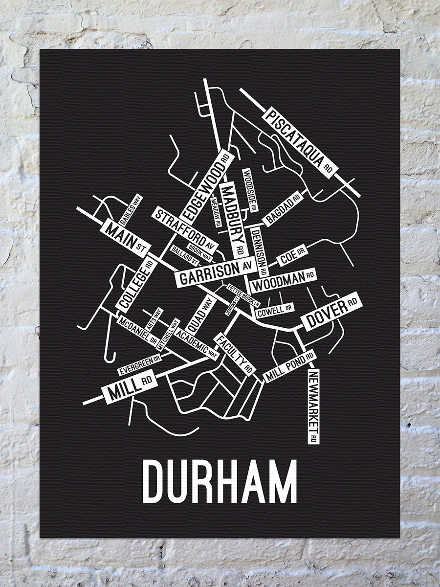 Durham, New Hampshire Street Map Canvas