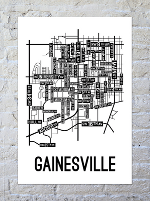 Gainesville, Florida Street Map Poster
