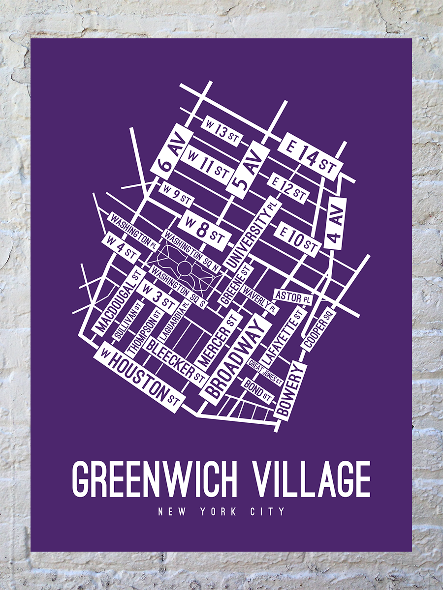 Greenwich Village, New York Street Map Poster