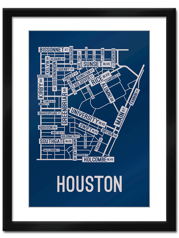 Houston, Rice Village Street Map - School Street Posters