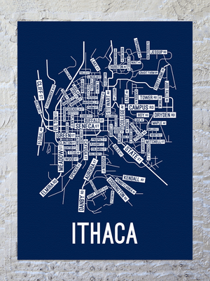 Ithaca, New York Street Map Canvas