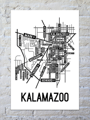 Kalamazoo, Michigan Street Map Poster